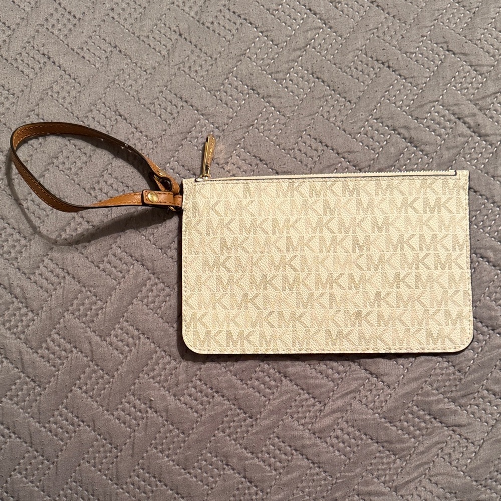 Michael Kors Monogram Cream Wristlet